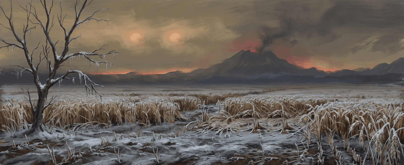 Frozen summer field illustrating The Year Without a Summer after the 1816 volcanic winter