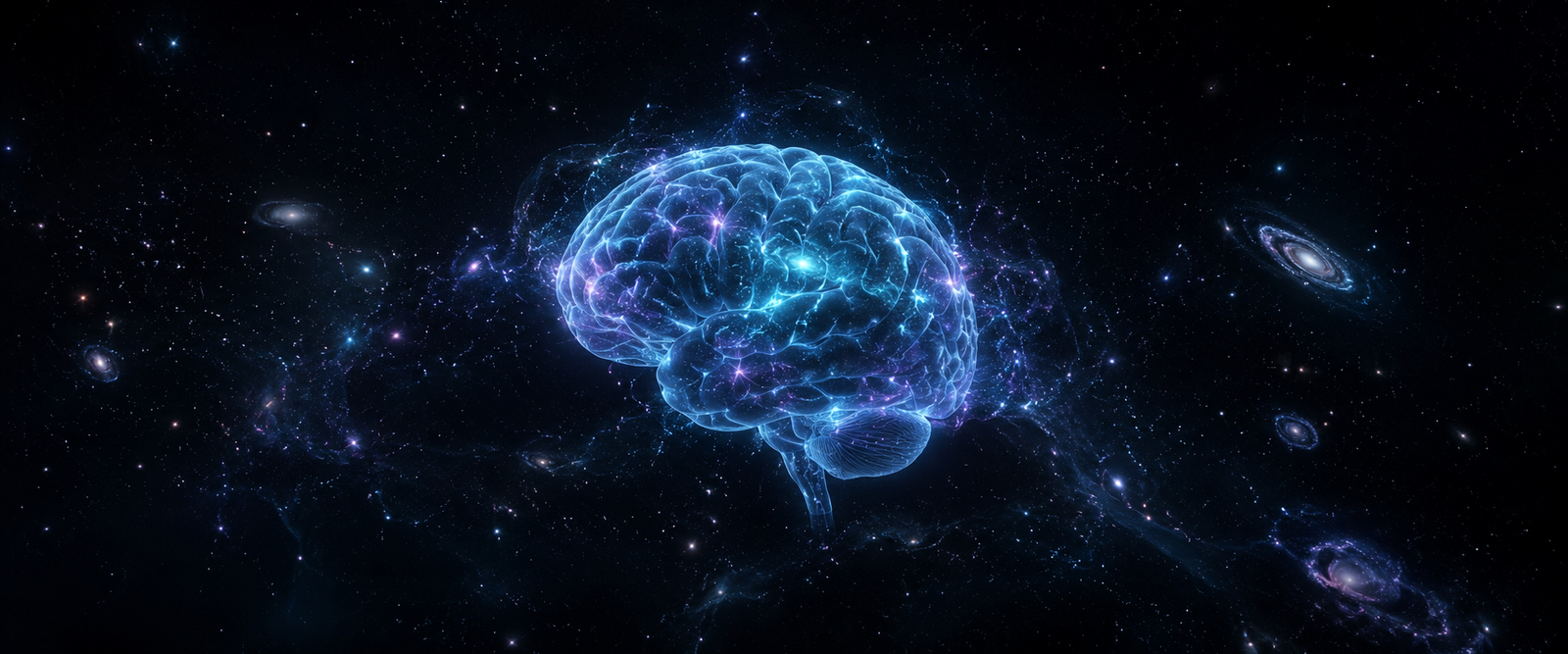 A lone brain floating in deep space illustrating why a floating brain is more likely than you